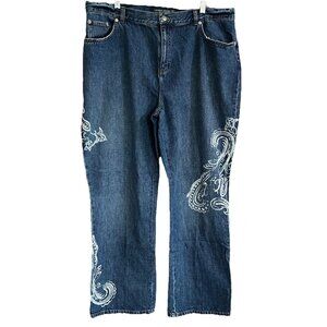 Lauren Ralph Lauren Womens Jeans Cotton Bleached Floral Accent Size 16W 38x31